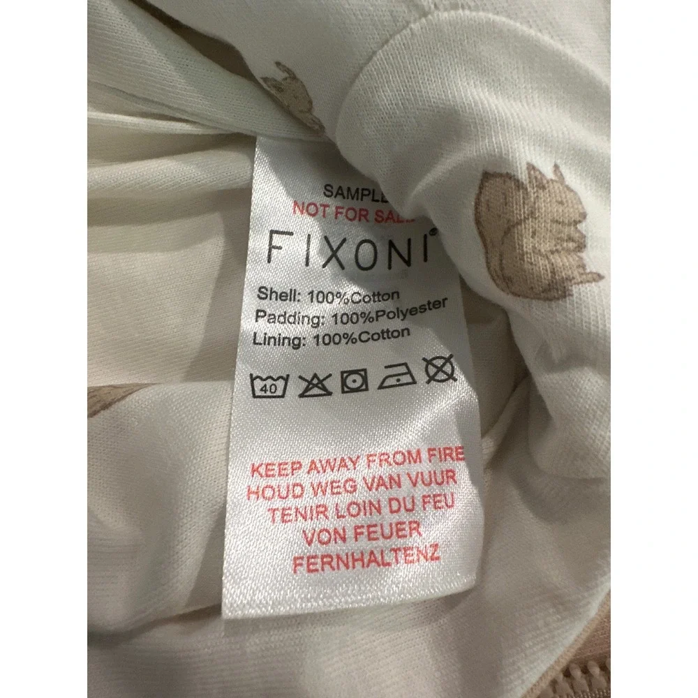 Fixoni Baby Quilted Pram Suit Hooded Bunting NEW Beige Squirrel Print 0-3m